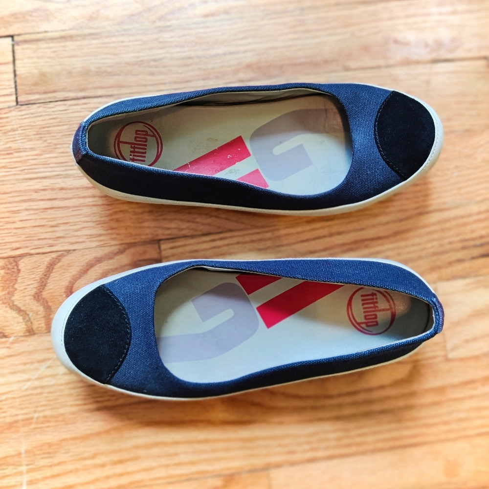 Fitflop Due Canvas wedge ballet flat slip ons 37